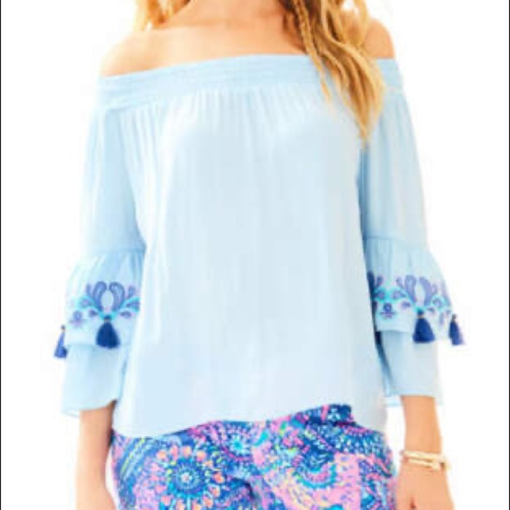 NWT Lilly Pulitzer Tobyn Top Off Shoulder in Boho Blue